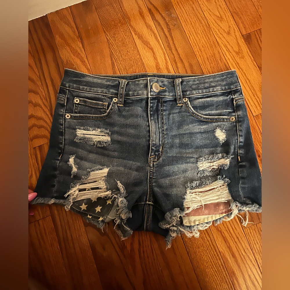 American Eagle American Flag Denim Shorts